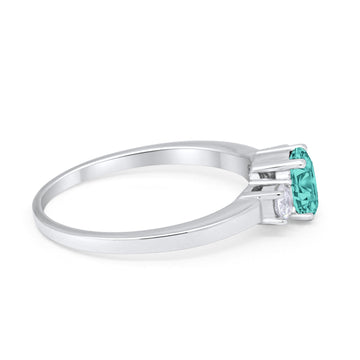 Solitaire Wedding Ring Oval Simulated Paraiba Tourmaline CZ 925 Sterling Silver